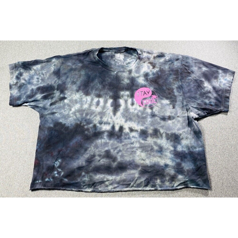 Happy Hour Stay Cool Women Tie Dye Gray T Shirt Short Size XL (Length 22”)